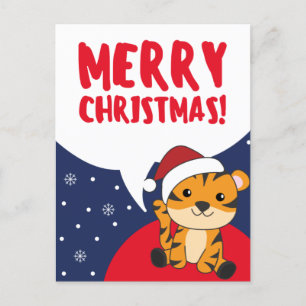 Cartes Pour Fêtes Annuelles Noël au Tigre Neige Animaux d'Hiver Tigre Vacances
