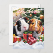 Cartes Pour Fêtes Annuelles Noël aux cochons de Guinée (Devant / Derrière)
