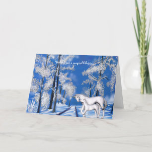 Cartes Pour Fêtes Annuelles Noël aux licornes d'hiver