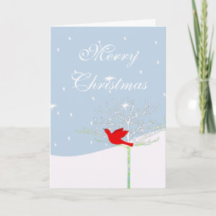 Cartes Pour Fêtes Annuelles Noël aux oiseaux rouges et aux cieux bleus