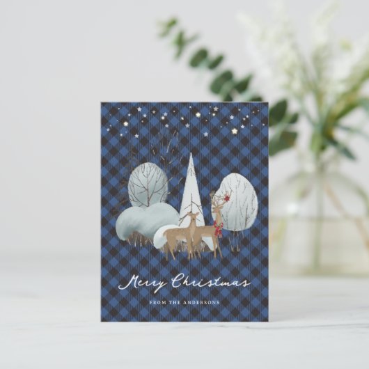 Cartes Pour Fêtes Annuelles Noël aux rennes bleus (Debout devant)