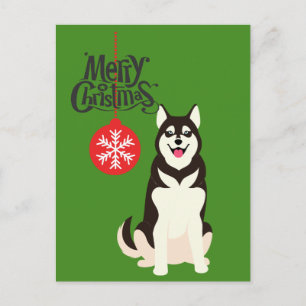 Cartes Pour Fêtes Annuelles Noël avec Husky Sibérien