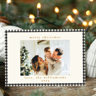 Cartes Pour Fêtes Annuelles Noël avec photo personnalisée à carreaux gingham n