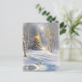 Cartes Pour Fêtes Annuelles Noël avec Swan et sapin de Noël (Debout devant)