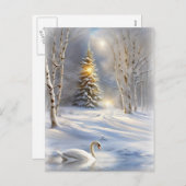 Cartes Pour Fêtes Annuelles Noël avec Swan et sapin de Noël (Devant / Derrière)