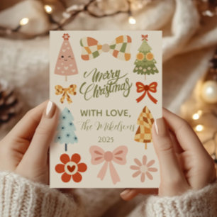 Cartes Pour Fêtes Annuelles Noël avec un arc rétro funky
