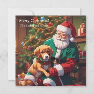 Cartes Pour Fêtes Annuelles Noël avec un chien heureux