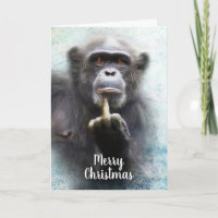 Noël avec un chimpanzé drôle et vilain qui fait un