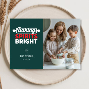 Cartes Pour Fêtes Annuelles Noël Baking Spiritueux Bright Family Photo