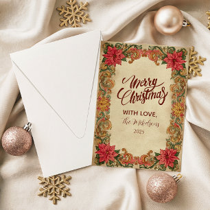 Cartes Pour Fêtes Annuelles Noël Baroque Vintage Poinsettia