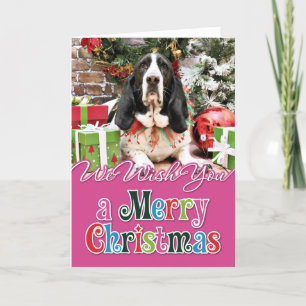 Cartes Pour Fêtes Annuelles Noël - Basset Hound - jasmin