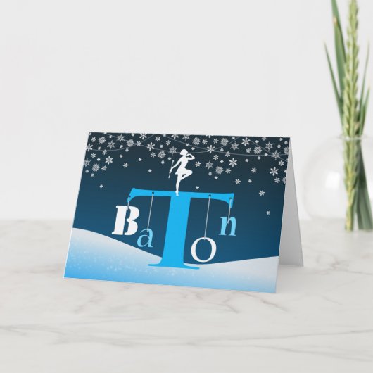 Cartes Pour Fêtes Annuelles Noël, Baton Twirling, Baton Letter Tree Art (Devant)