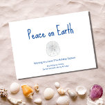 Cartes Pour Fêtes Annuelles Noël Beach Dollar de sable Paix sur Terre<br><div class="desc">Carte de voeux Tropical Beach Peace on Earth Holiday,  avec un dollar de sable et un design typographique bleu. Avec le lettrage personnalisable,  vous pouvez ajouter votre propre texte. Un moyen simple d'envoyer l'amour et les voeux de bien à vos amis et votre famille ce Noël.</div>