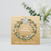 Cartes Pour Fêtes Annuelles Noël Beach Seashells Starfish Sand Dollar (Debout devant)