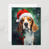 Cartes Pour Fêtes Annuelles Noël beagle (Devant / Derrière)