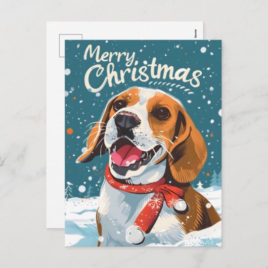 Cartes Pour Fêtes Annuelles Noël beagle (Devant / Derrière)