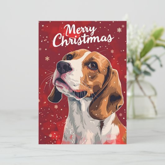 Cartes Pour Fêtes Annuelles Noël beagle (Debout devant)