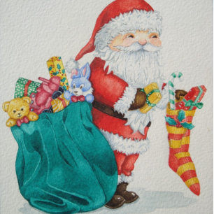 Cartes Pour Fêtes Annuelles Noël beau père avec des jouets et des cadeaux en s