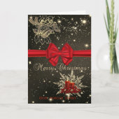 Cartes Pour Fêtes Annuelles Noël Bells élégant, bougies, arc rouge (Devant)