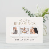 Cartes Pour Fêtes Annuelles Noël bénédiction or multiphoto plaid (Debout devant)