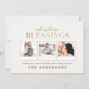 Cartes Pour Fêtes Annuelles Noël bénédiction or multiphoto plaid