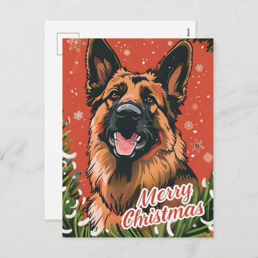 Cartes Pour Fêtes Annuelles Noël berger allemand (Devant / Derrière)