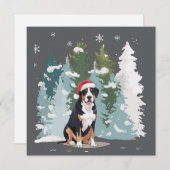 Cartes Pour Fêtes Annuelles Noël Bernese Mountain Chien Maman Chien Puppet Hiv (Devant / Derrière)
