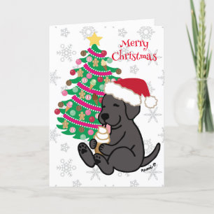 Cartes Pour Fêtes Annuelles Noël Black Labrador Glace Creative Licking