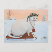 Cartes Pour Fêtes Annuelles Noël blanc Chat de vacances dans la neige (Devant)