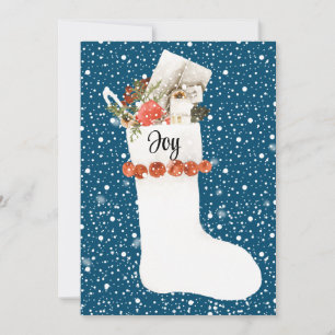 Cartes Pour Fêtes Annuelles Noël blanc neigeux avec JOY, modifiable