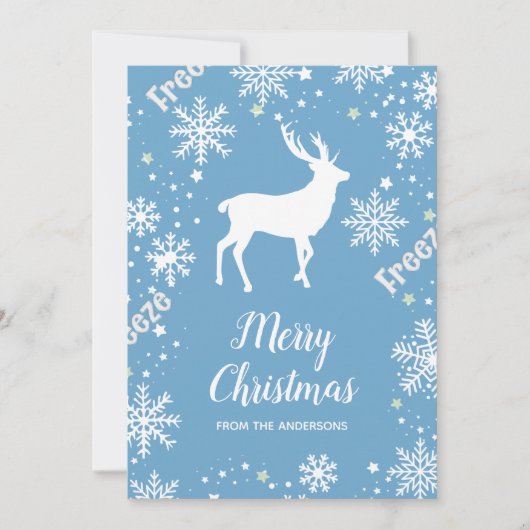 Cartes Pour Fêtes Annuelles Noël bleu cerf (Devant)