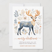 Cartes Pour Fêtes Annuelles Noël Bleu cerf botanique (Devant)