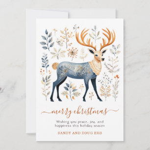 Cartes Pour Fêtes Annuelles Noël Bleu cerf botanique