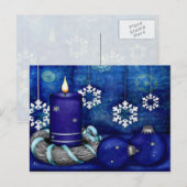 Cartes Pour Fêtes Annuelles Noël bleu de bougie (Devant / Derrière)