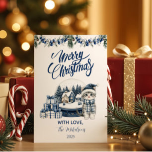 Cartes Pour Fêtes Annuelles Noël bleu en style chinoiserie