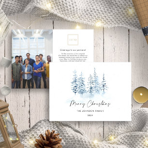 Cartes Pour Fêtes Annuelles Noël Bleu Hiver Rustique Paysage Affaires