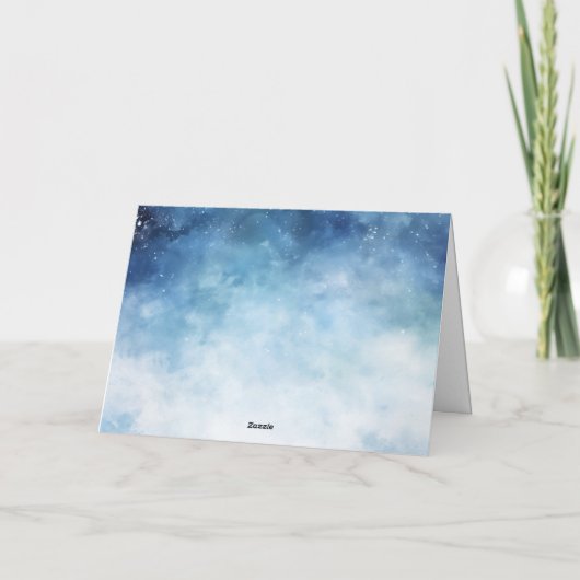 Cartes Pour Fêtes Annuelles Noël bleu moderne Fancy Joyeux Noël Script (Dos)