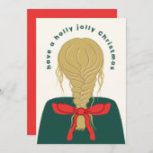 Cartes Pour Fêtes Annuelles Noël Blonde Bow (Devant / Derrière)