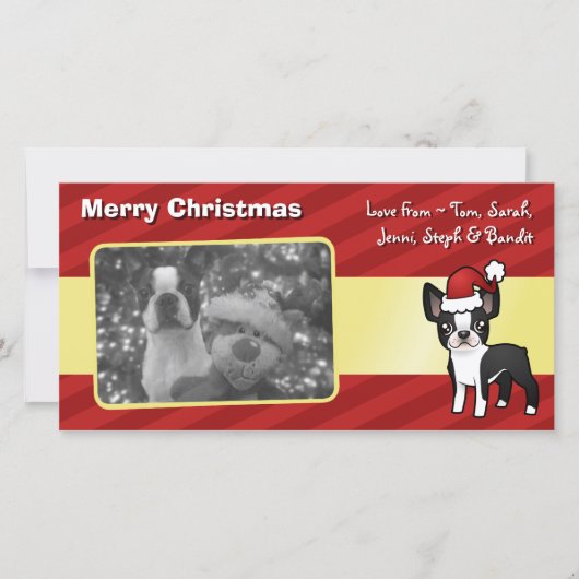 Cartes Pour Fêtes Annuelles Noël Boston Terrier (Devant)