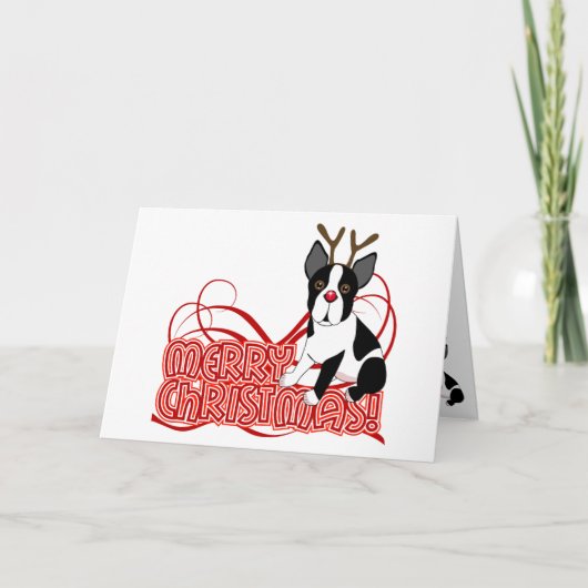 Cartes Pour Fêtes Annuelles Noël Boston Terrier (Devant)