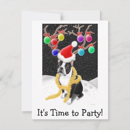 Cartes Pour Fêtes Annuelles Noël Boston Terrier (Devant)