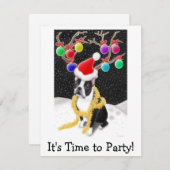 Cartes Pour Fêtes Annuelles Noël Boston Terrier (Devant / Derrière)