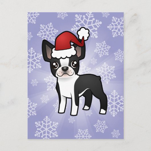 Cartes Pour Fêtes Annuelles Noël Boston Terrier (Devant)