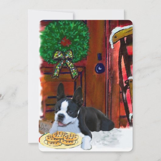 Cartes Pour Fêtes Annuelles Noël Boston Terrier (Devant)