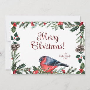 Cartes Pour Fêtes Annuelles Noël botanique aux oiseaux rouges d'hiver