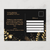 Cartes Pour Fêtes Annuelles Noël botanique en or noir moderne (Dos)