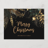 Cartes Pour Fêtes Annuelles Noël botanique en or noir moderne (Devant)