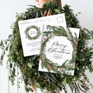 Cartes Pour Fêtes Annuelles Noël botanique minimal d'aquarelle moderne