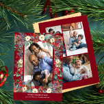 Cartes Pour Fêtes Annuelles Noël botanique rustique multicolore<br><div class="desc">Rustique moderne hiver fleuri botanique Joyeux Noël famille cinq photo collage carte de vacances avec bordeaux rouge et cadre vert sauge de cônes de pin, baies, boughs, et feuillage sur un arrière - plan blanc. Personnalisez-le avec 5 photos personnalisées, votre texte et la signature de famille des deux côtés !...</div>