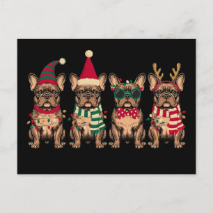 Cartes Pour Fêtes Annuelles Noël Bouledogue Français Chien Père Noël Renne Xma